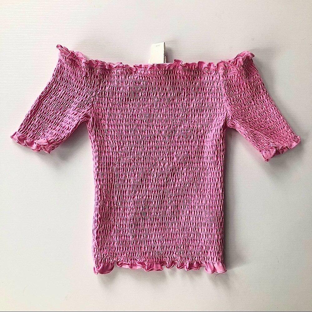 Chic Bubblegum Pink Scrunch off the Shoulder Top